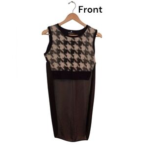 Waggon Paris Chic Blouse/Mini Dress Gingham Black/White Size Large Women Wool